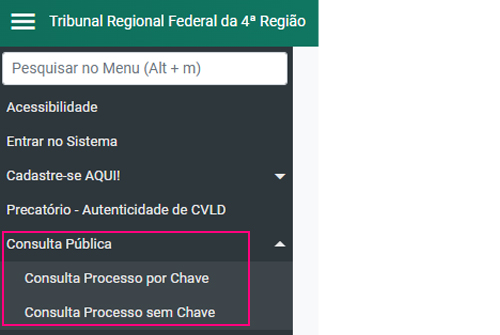 Captura de tela mostrando o processo de consulta precatório TRF4