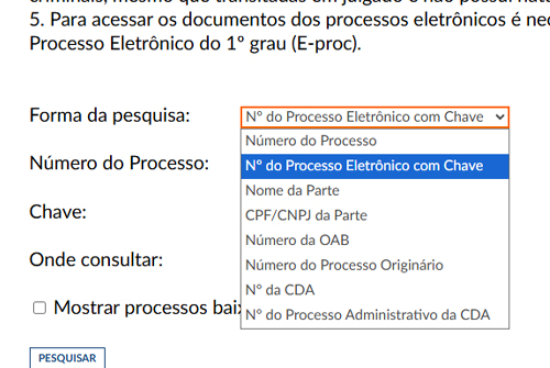 Captura de tela mostrando a continuação do processo de consulta precatório TRF4