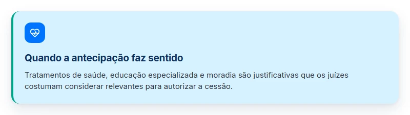 Card com os motivos que justificam antecipar o precatório de menor de idade ou incapaz.