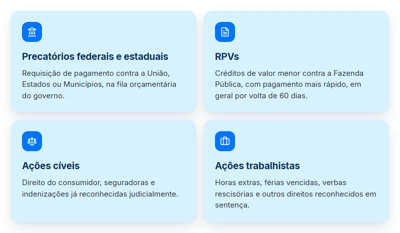 Tipos de crédito que podem ser objeto de cessão de crédito: precatórios, RPVs e mais